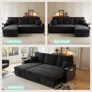 Convertible Sectional Sleeper Sofa with Storage & USB Charging
