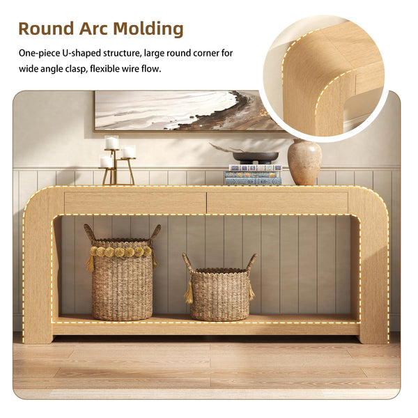 70" Wood Console Table with 2 Drawers & Shelf
