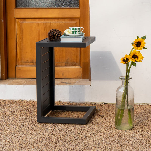Aluminum C-Shaped Outdoor Side Table
