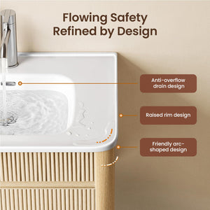 30" Wall-Mounted Bathroom Vanity with Ceramic Sink