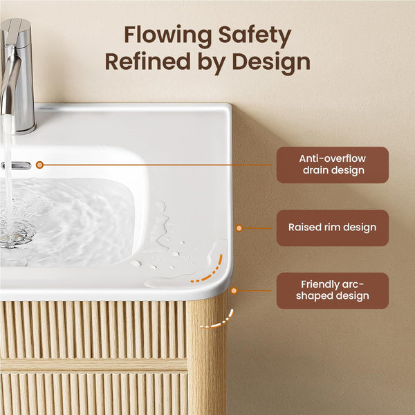 30" Wall-Mounted Bathroom Vanity with Ceramic Sink