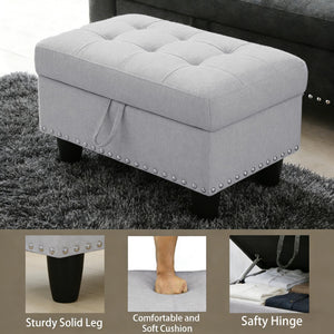 Linen Storage Ottoman Bench with Rivet Detail