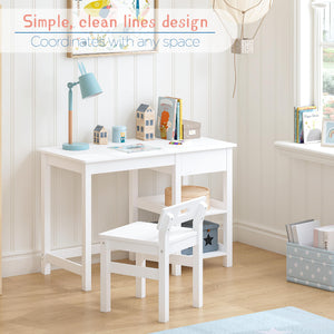 Kids Desk & Chair Set – Wooden Study Table with Drawer & Shelves, Ages 3–8
