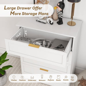4-Drawer Dresser with Golden Handles – White, Wash Grey, Light Oak