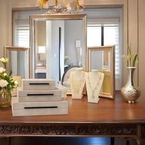 Faux Leather Decorative Boxes with Lids – Set of 3 Nesting Storage Boxes