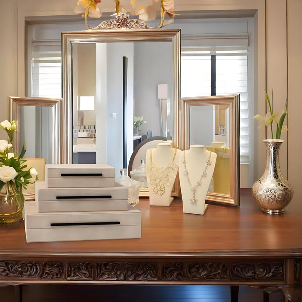 Faux Leather Decorative Boxes with Lids – Set of 3 Nesting Storage Boxes