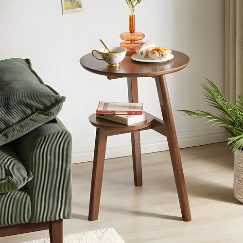 2-Tier Round End Table with Storage Shelf