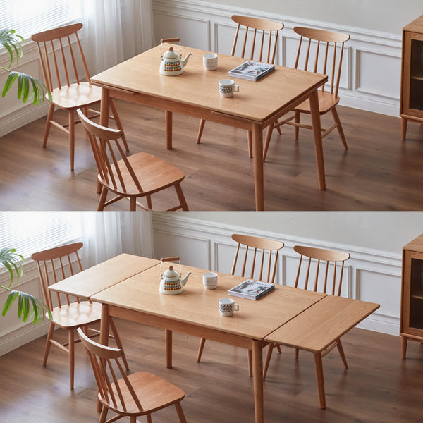 Extendable Solid Oak Dining Table – 49" to 77", Seats 6–10