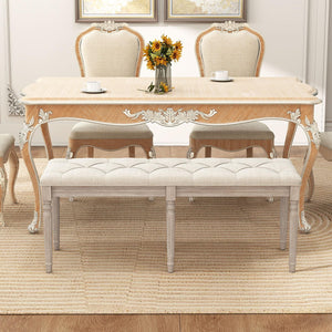 47.5" Tufted Upholstered Bench with Rubber Wood Frame