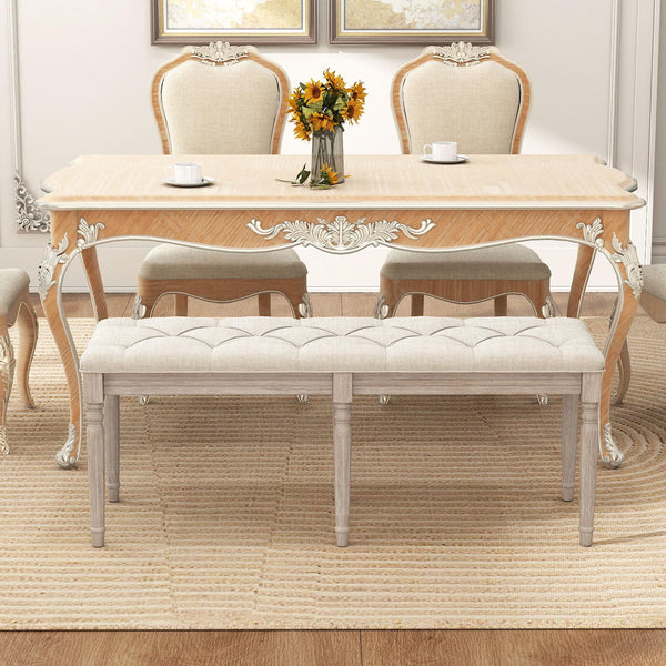 47.5" Tufted Upholstered Bench with Rubber Wood Frame