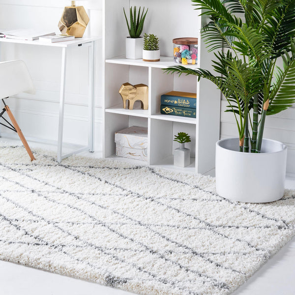 Soft Touch Shag Area Rug – Abstract Moroccan Pattern, 4x6