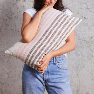 14x24 Lumbar Pillow Cover – Handwoven Cotton Accent Cushion
