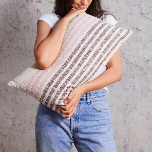 14x24 Lumbar Pillow Cover – Handwoven Cotton Accent Cushion