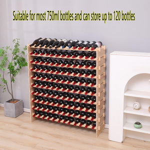 Pine Wood Freestanding Wine Rack