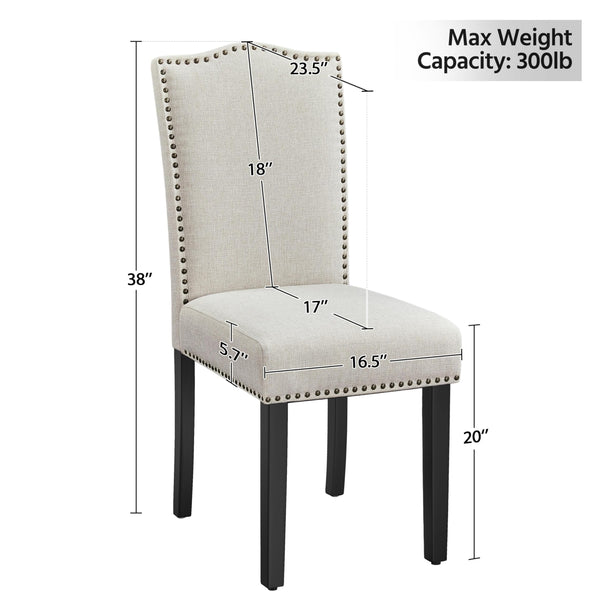 Modern Upholstered Dining Chairs with Solid Wood Legs