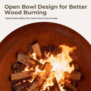 Corten Steel Round Fire Pit Bowl – Outdoor Wood Burning