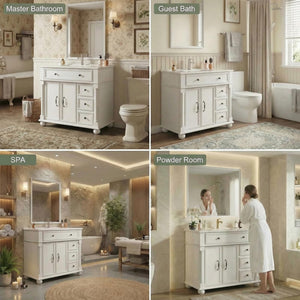 36" Farmhouse Bathroom Vanity with Integrated Ceramic Sink & Soft-Close Storage