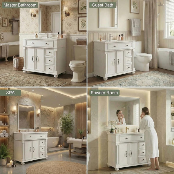 36" Farmhouse Bathroom Vanity with Integrated Ceramic Sink & Soft-Close Storage