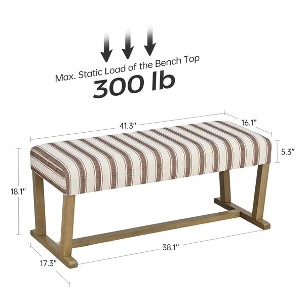 Upholstered Entryway Bench with Cushion and Rubberwood Legs