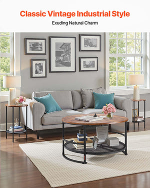3-Piece Round Coffee Table Set with Metal Legs