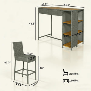 5-Piece Outdoor Bar Set with High Top Table and 4 Barstools