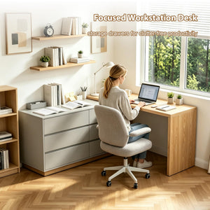 Farmhouse Makeup Vanity Desk with 3 Drawers & Storage