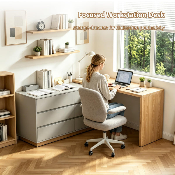 Farmhouse Makeup Vanity Desk with 3 Drawers & Storage