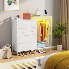 8-Drawer Dresser with Hanging Rack & LED Lights