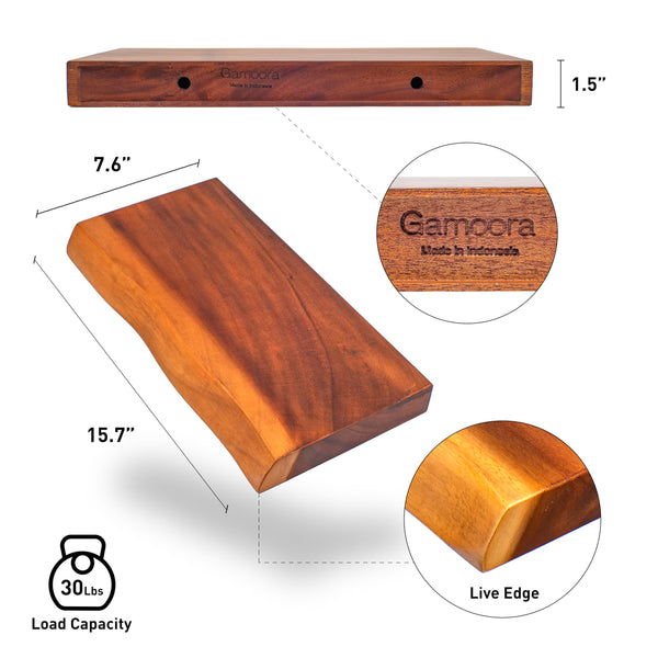 Live Edge Solid Wood Floating Shelves Set of 2