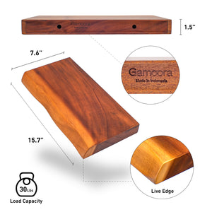 Live Edge Solid Wood Floating Shelves Set of 2