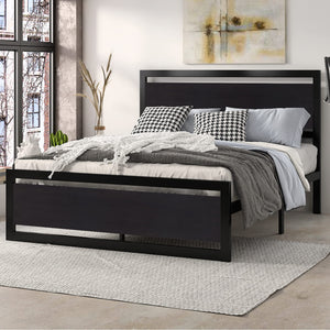Metal Platform Bed Frame with Headboard & Slat Support