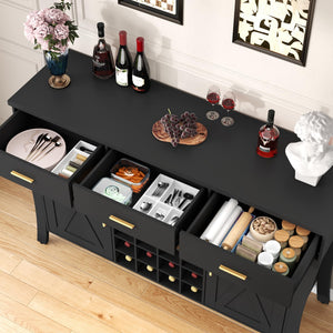 LED Bar Cabinet with Wine Rack & Drawers
