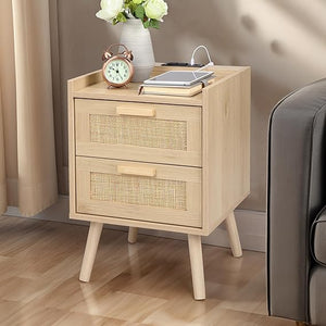 Rattan Nightstand with 2 Drawers