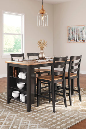 Counter Height Dining Table with Storage Shelves