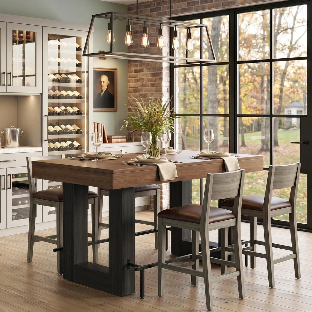 Counter Height Bar Table with Metal Footrest