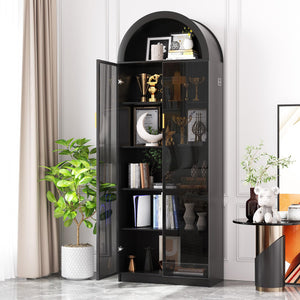 Arch Display Cabinet with LED Lights & Adjustable Shelves