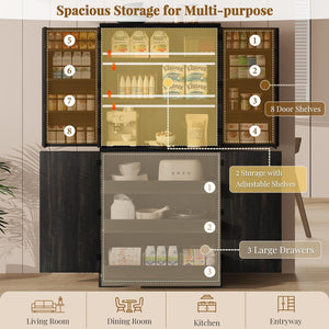 72" Farmhouse Kitchen Pantry Cabinet with Barn Door
