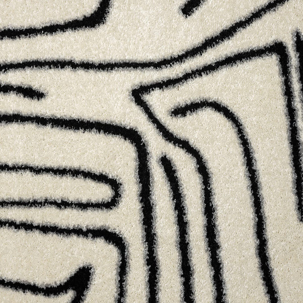 Abstract Beige & Black Area Rug – Modern Animal Print Design