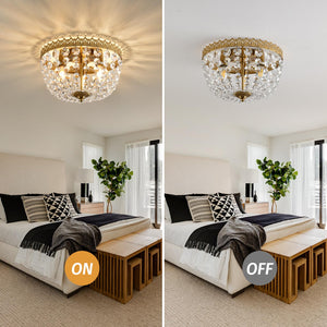 Crystal 3-Light Flush Mount Ceiling Chandelier