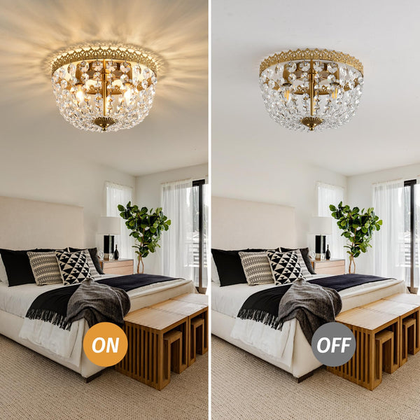 Crystal 3-Light Flush Mount Ceiling Chandelier