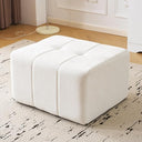 Square Chenille Pouf Ottoman with Foam Filling