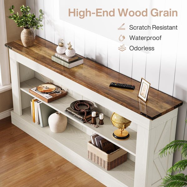 63-Inch Console Table with Shelves