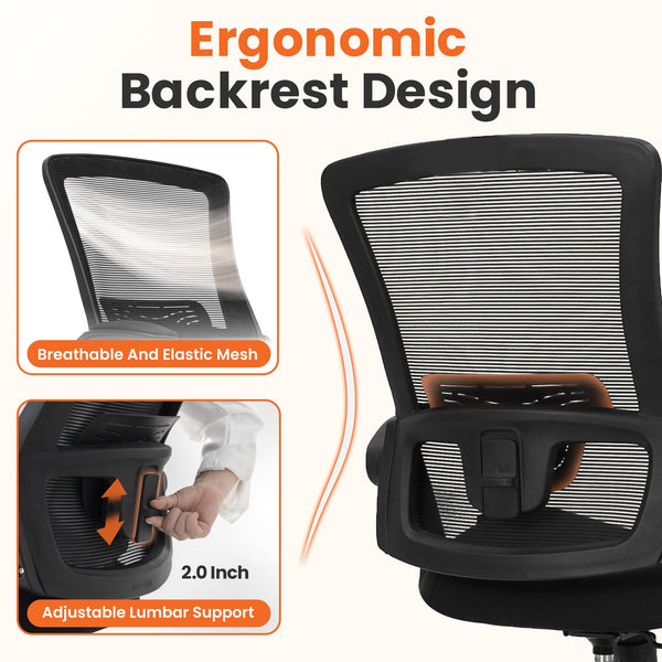 Ergonomic High Back Mesh Office Chair with Lumbar Support & Flip-Up Armrests