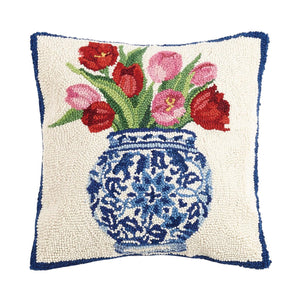 Chinoiserie Vase Tulips Hook Pillow