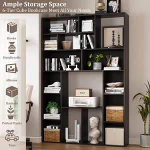 6-Shelf Open Bookcase, 71" H Freestanding Display Storage