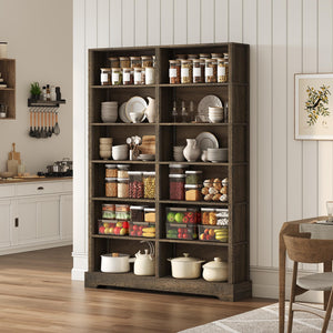 76" Tall 6-Tier Wood Bookcase with 12 Compartments