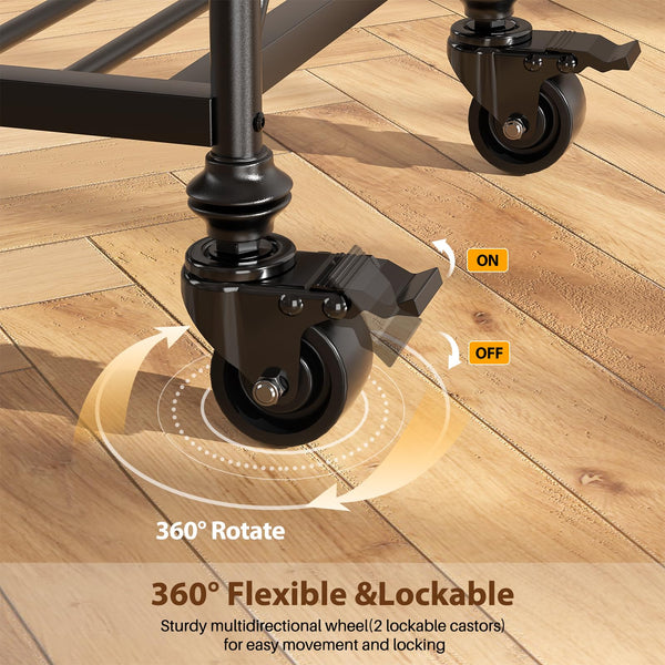3-Tier Rolling Kitchen Island Cart with Pipe Legs