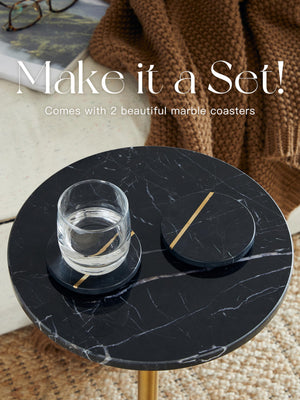 Adjustable Height Marble Side Table with Pedestal Stand