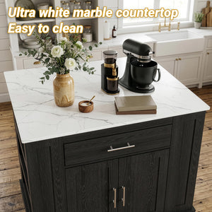 Foldable Kitchen Island Cart with Storage & Drop Leaf