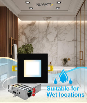 4-Inch Square Ultra-Thin LED Recessed Light – 5CCT Selectable, Dimmable, IC Rated (12-Pack)